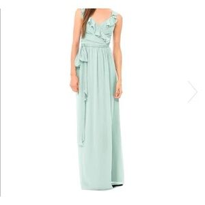 Ceremony by Joanna August ruffled chiffon wrap, maxi dress
